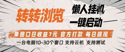 转转浏览挂G项目，单窗口日收益7元，每日提现，官方打款，支持测试【揭秘】-米创网