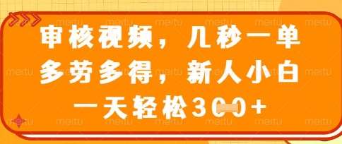最新审核视频，几秒一单，多劳多得，新人小白一天轻松3张【揭秘】-米创网