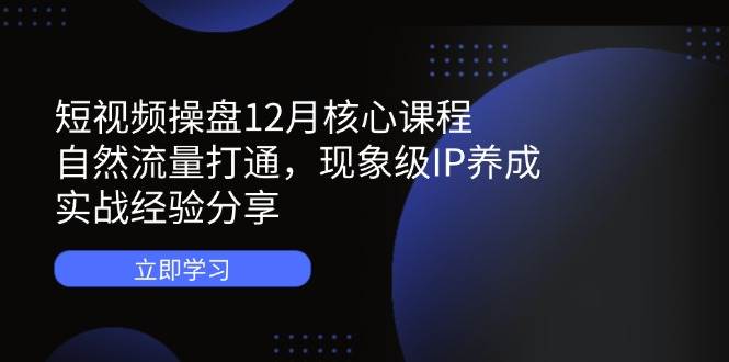短视频操盘12月核心课程：自然流量打通，现象级IP养成，实战经验分享-米创网