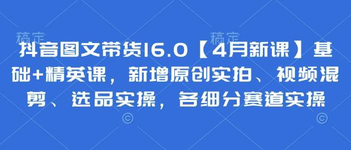 抖音图文带货16.0【4月新课】基础+精英课，新增原创实拍、视频混剪、选品实操，各细分赛道实操-米创网