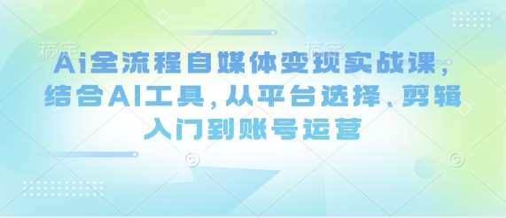 Ai全流程自媒体变现实战课，结合AI工具，从平台选择、剪辑入门到账号运营-米创网