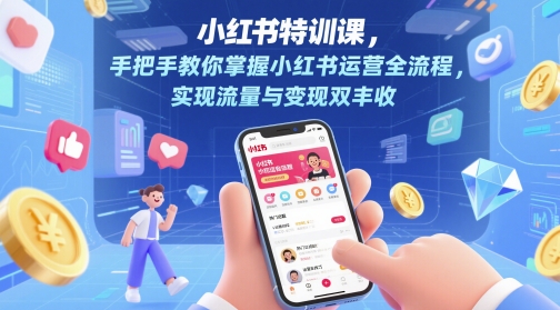 小红书特训课，手把手教你掌握小红书运营全流程，实现流量与变现双丰收-米创网