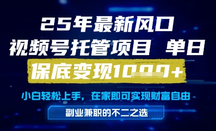 25年最新风口，视频号托管项目，单日保底变现1k+，手把手教学【揭秘】-米创网