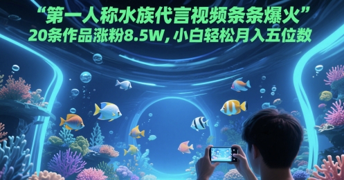第一人称水族代言视频条条爆火，20条作品涨粉8.5W，小白轻松月入五位数-米创网