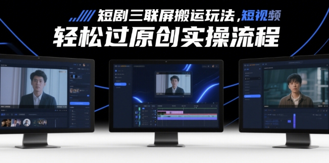 短剧三联屏搬运玩法，短剧搬运轻松过原创实操流程-米创网