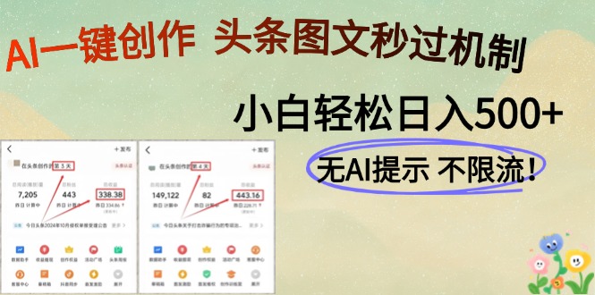 AI黑科技一键创作，头条图文轻松日入500+-米创网