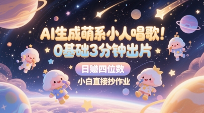 AI生成萌系小人唱歌，0基础3分钟出片，28个作品涨粉8.9W，单条最高19W赞，日入四位数，小白直接抄作业-米创网