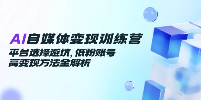 AI自媒体变现训练营，平台选择避坑，低粉账号高变现方法全解析-米创网