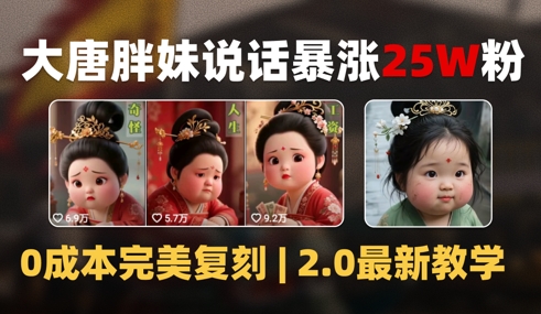 AI大唐胖贵妃说话2.0，40条视频暴涨40w粉，附独家变现攻略-米创网