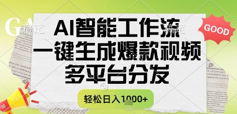 AI智能工作流，一键生成书单号爆款视频，多平台分发，每日收益多张【揭秘】-米创网