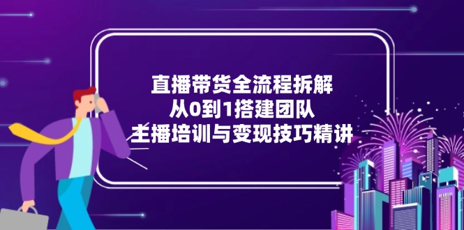 直播带货全流程拆解：从0到1搭建团队，主播培训与变现技巧精讲-米创网