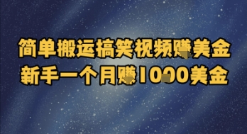 简单搬运搞笑视频挣美金，新手一个月入1k美金-米创网