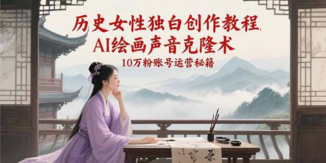 历史女性独白创作教程，AI绘画声音克隆术，10万粉账号运营秘籍-米创网