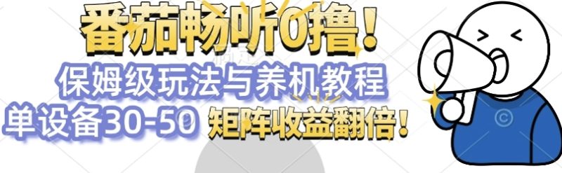 番茄畅听0撸,保姆级玩法与养机教程单设备30-50,矩阵收益翻倍-申水仓