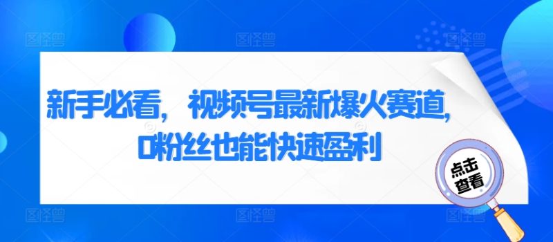 新手必看,视频号最新爆火赛道,0粉丝也能快速盈利-申水仓