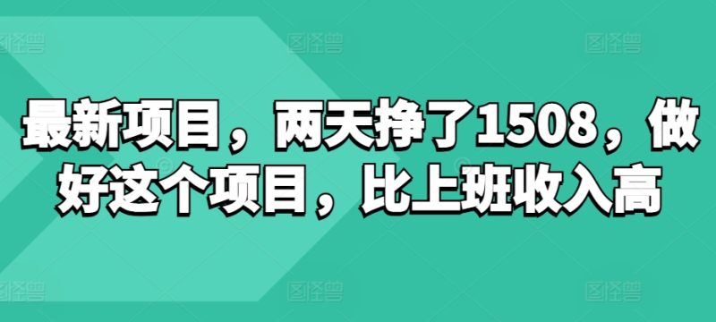 最新项目,两天挣了150,做好这个项目,比上班收入高-申水仓