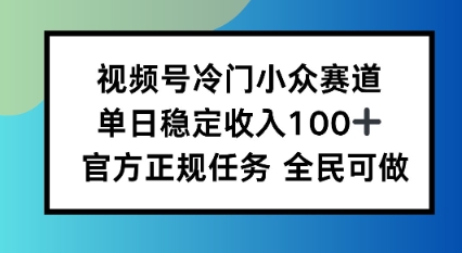 视频号小众赛道,单日稳定收入100+,适合所有人-申水仓