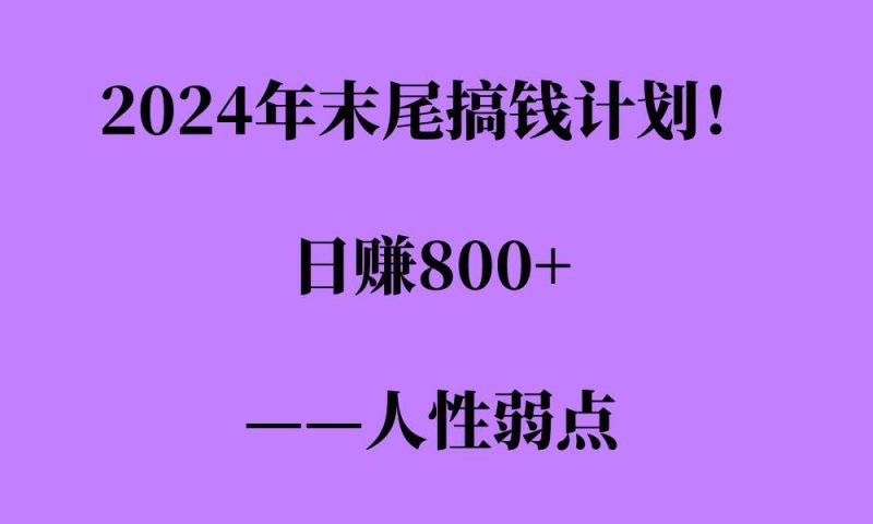 2024年末尾搞钱计划,男粉项目,人性弱点,日入多张-申水仓