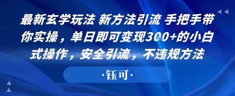 最新玄学玩法新方法引流手把手带你实操,单日即可变现3张+的小白式操作,安全引流,不违规方法-申水仓